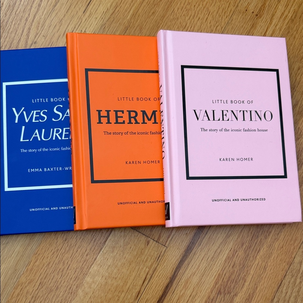 Set of Fashion Books in Blue, Orange, and Pink